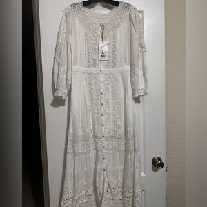ALLIRA DRESS LOVESHACKFANCY NEW WITH TAGS SIZE 4 EMBROIDERED WHITE
